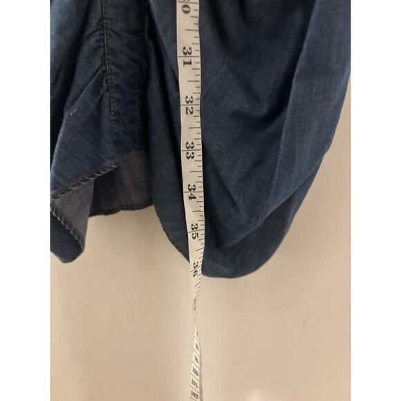 Veronica Beard Dress 6 Blue Denim Mini Vneck Boho Short Snaps Western - Picture 9 of 10